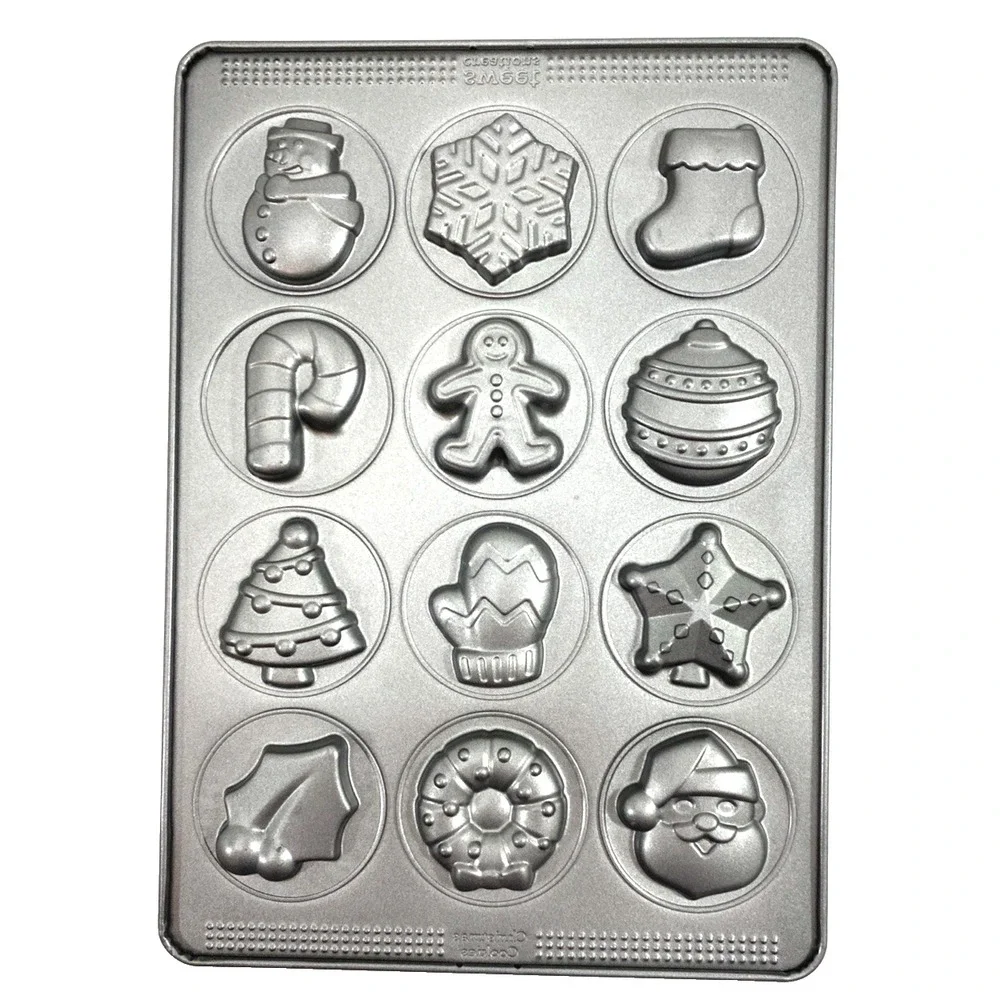 Christmas Cookie Molded Sheet Pan Non-Stick 12 Cavities Sweet Creations